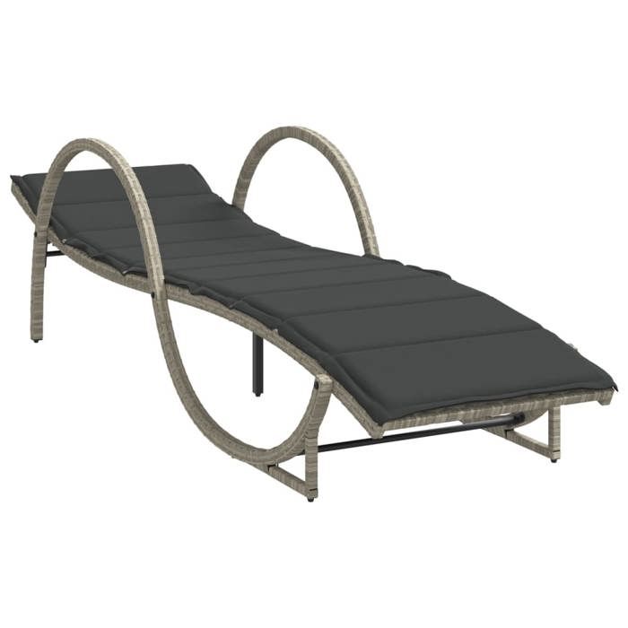 VidaXL Sun Lounger and Cushion Light Grey 60x199x42 Cm Braided Resin, Sunbed, Reclining Lounge Chair, Bed of 368262