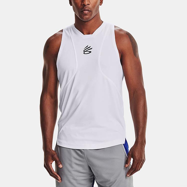 Under Armour Curry Performance Basketball Training Breathable Quick-Dry Sports Tank Top Men Tops White 1362587-100