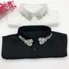 Women's Chiffon Shirt Collar Embroidered Nail Beads Versatile Fake Collar Water Diamond Decoration