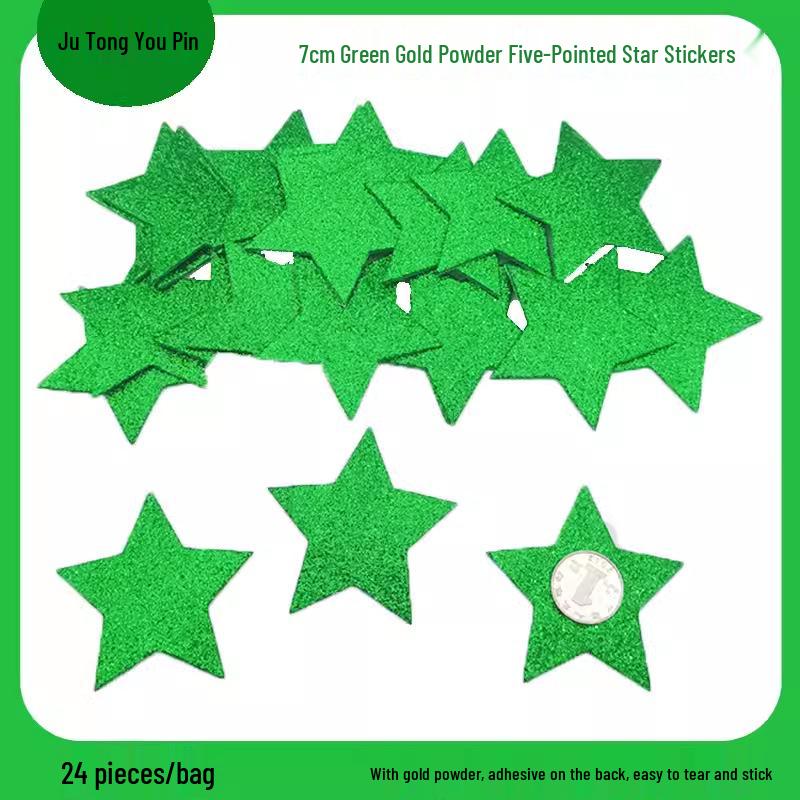 Gold Glitter Five-Pointed Star Foam Stickers for Kindergarten - Small EVA Geometric Shapes