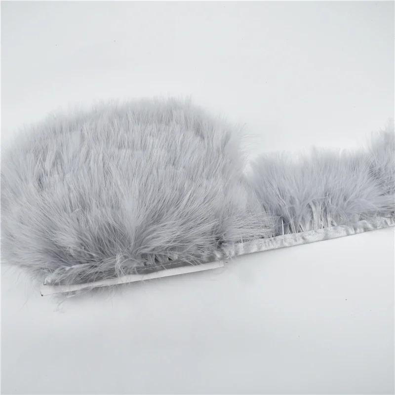 

2 Метра Цветная Пушистая Бахрома из Перьев Марабу, Отделка Лентой из Черных Перьев Индейки, Ткань, Шаль, Одежда, Швейная Отделка, Украшение серый
