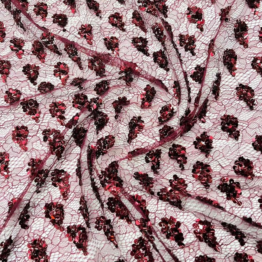 New Fashion Dark Pattern Sequin Embroidery Net Base - Retail & Samples Available