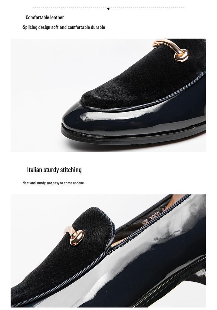 Men's Large Suede Pointed Toe Leather Loafers - British Style Formal/Casual Slip-ons