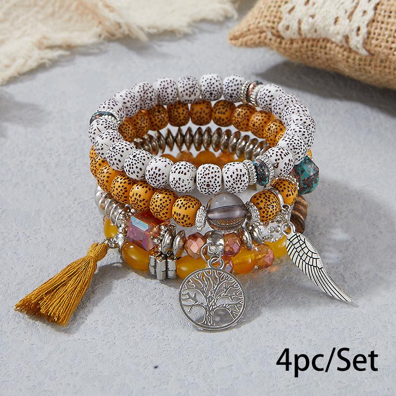 Braccialetto Bohemien Europeo e Americano Creativo Nappa Multistrato con Perline Bellissimo Gioiello
