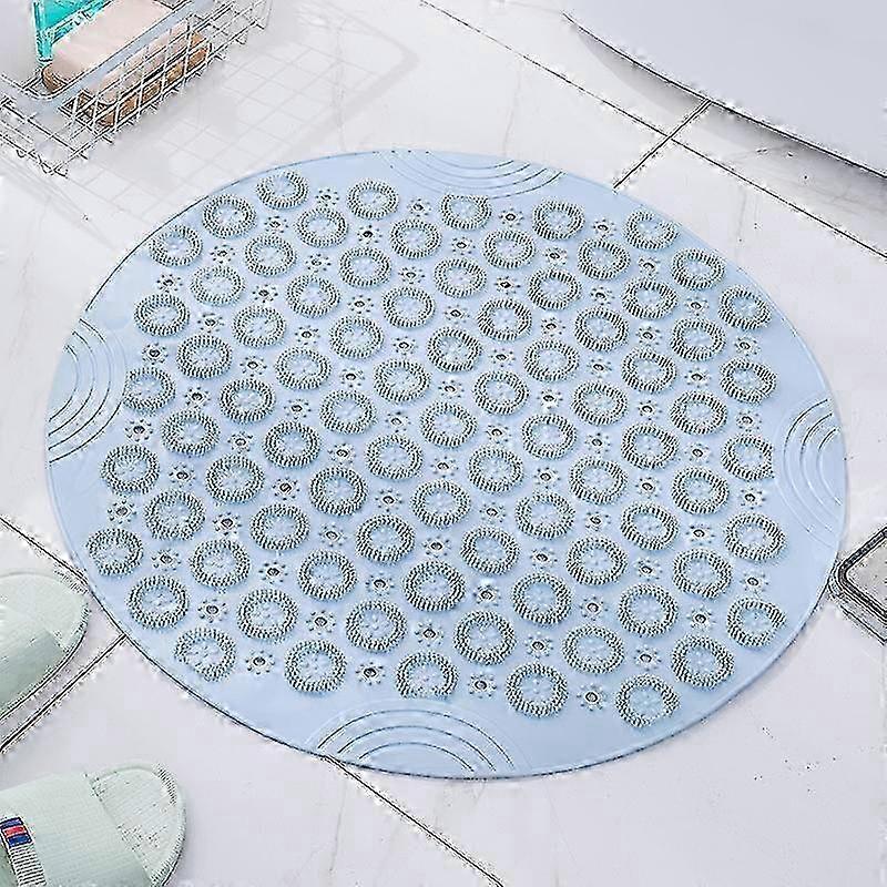 Blue Bathroom Mat Anti-slip Sucker Round Silicone Bathing Rugs Soft Shower Carpet Solid Color Foot Massage Pad Bathtub Bath Mat