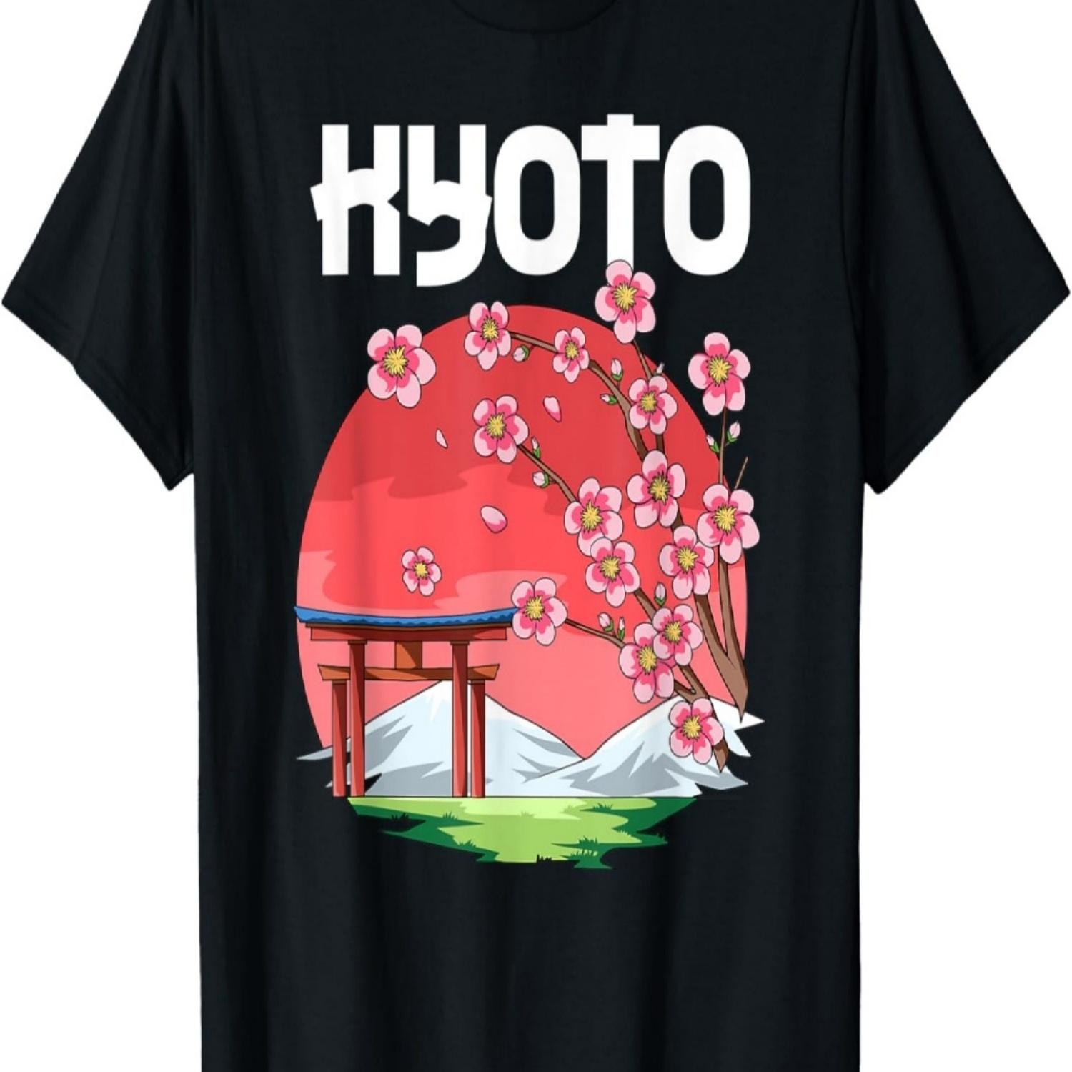 Kyoto Kyokujitsuki Sakura Japan Cherry Blossom T-Shirt S чёрный