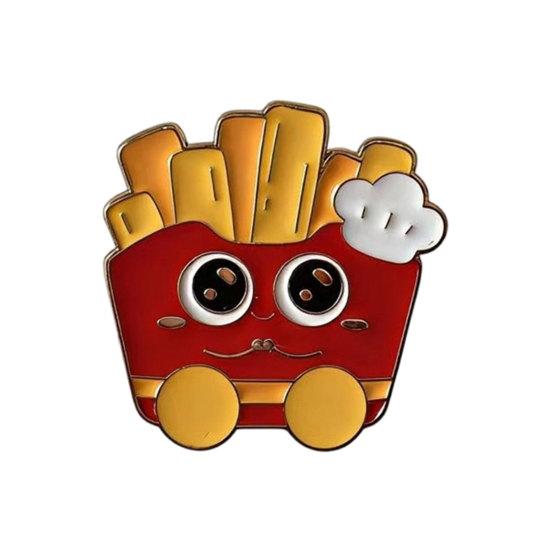 Cute Food Enamel Lapel Fries Pizza Pin French Slice A