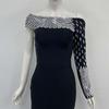 Rochie Bodycon Bandaj Europeană & Americană cu Strass-uri, pe un umăr