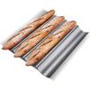 Baguette-Backform Antihaftbeschichtet für Französisches Brot Backen Hitzebeständig Perforiert 4 Laibe Laib Backform Baguetteblech Backwerkzeug
