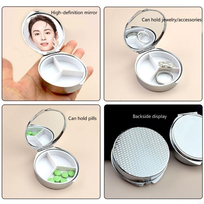Portable Metal Jewelry Organiser With Mirror And Secure Closure For Travel Storage Container with Compartment Y08E