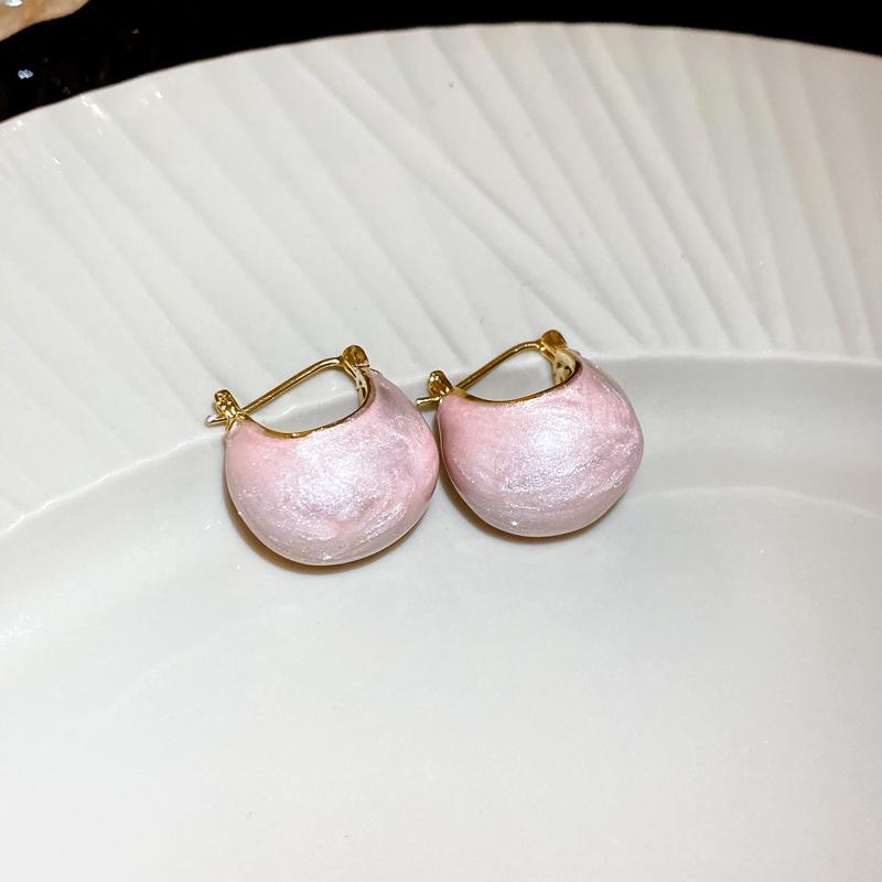 Vergoldete Retro Emaille Bohnen Ohrklemmen - Elegante Damenohrringe