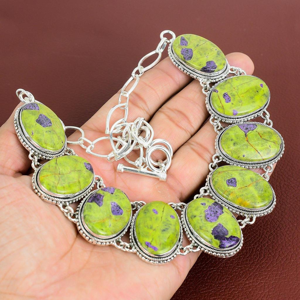 Stichtite Gemstone Necklace Handmade Necklace Amazing Vintage Jewelry 925 Sterling Silver Necklace Adjustable Chain Necklace Gifts For Mom