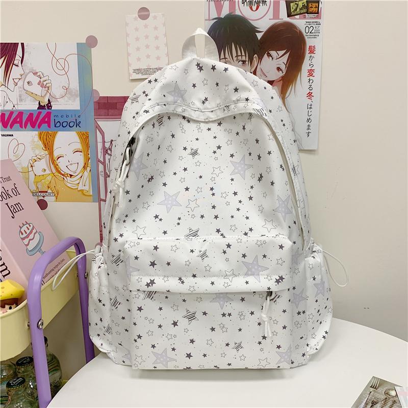 Cartable Grande Capacité Imprimé Étoiles Sac à Dos Filles Étudiants Collège Cartable