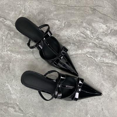 Fashion 2026 Summer Female New Designer Sandals Pointy French Sexy High Heels Fashion Female Bow Mueller Shoes Slipper