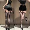 NEW Sexy Women Stockings Fishnet Tights Transparent Open Crotchless Pantyhose Thigh High Plus Size Elastic Stocking with Garter Belt