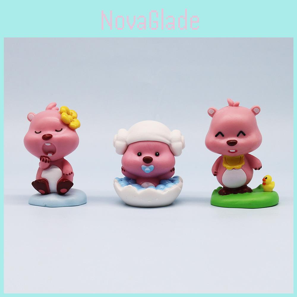 Lovely Pink Little Seal Figurine Baby Girl Gift Pvc Material 7cm Cute Little Beaver Doll Figurine Gift