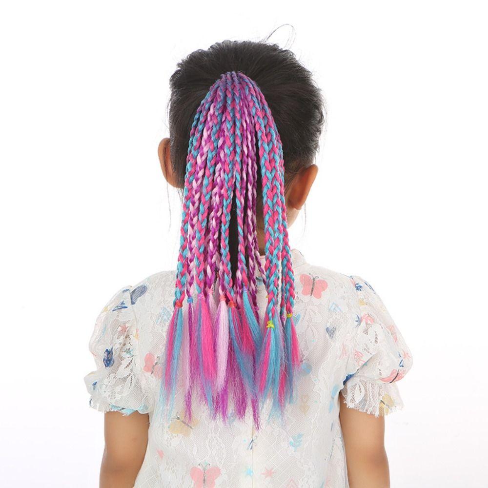 1 pièce Tresses colorées élastiques Filles Perruques Queue de cheval Nouvelles Tresses pour enfants