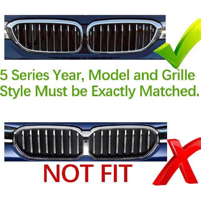 Automotive Grille erts for BMW 5 Series Sedan G30 G31 G38 2017- 520i 530i 540i 550i (Fit Only 9 Beam),Front Grill Accessories
