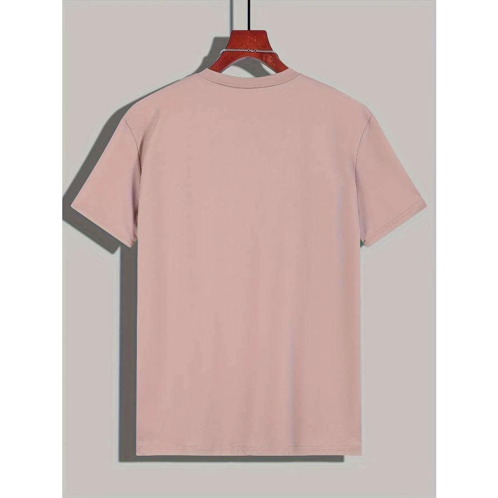 Crew Neck Funny Astronaut Print Men's Fashionable Summer Short Sleeve Sports T-shirt, Comfortable And Versatile