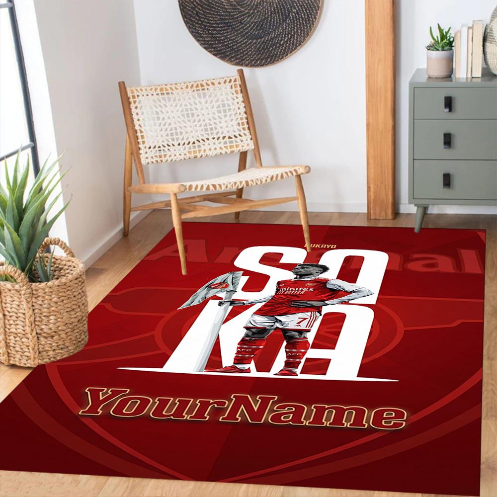 Arsenal Customizable Name Area Rug Perfect for Kitchen Entryway Study room Bedrooms Anti-slip Rug Office home decor Gift for Festivals