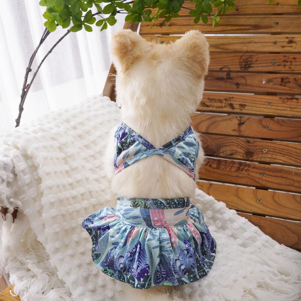 Costume da bagno bikini estivo per animali domestici stampa leopardata abiti classici uscita in spiaggia vendita diretta dalla fabbrica cucciolo cane piccolo