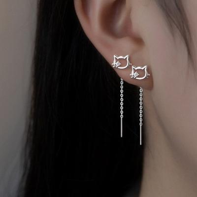 VENTFILLE 925 Sterling Silver Drop Earring For Women Zircon Crystal Hollow Out Cat Personality Jewelry Gift Dropshipping