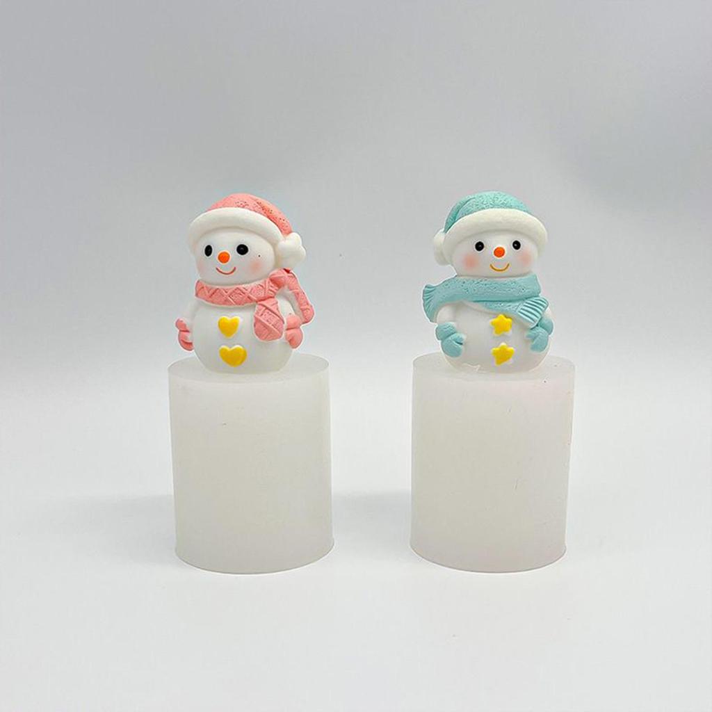 2 Stück 3D Weihnachts-Schneemann Silikonform Harz Weihnachts-Schneemann Kerzenform Leicht zu lösen Niedliche Bastelwerkzeuge Weihnachtsdeko