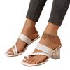Large Size Hollow High Heel Cool Slippers Women's Summer New Fashion Set Toe Thick Heel Crystal Heel Sandals