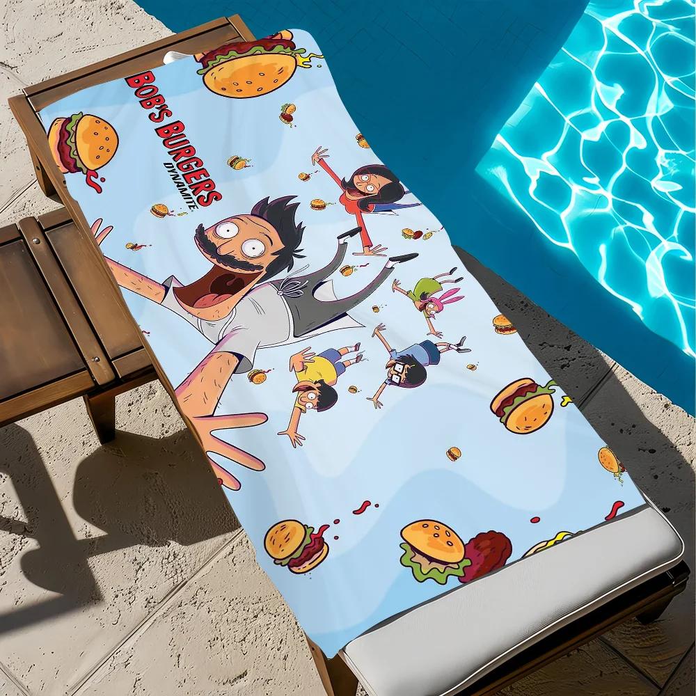 B-Bob'S Burgers Serviette Piscine Serviette de Plage Portable Séchage Rapide Sable Voyage Extérieur Couverture de Bain Tapis Fin Serviette de Bain 50x100cm(20x40in)