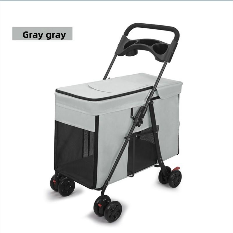 Lightweight Pet Stroller Dog Cat Carrier Foldable Travel Cart with Storage Basket for Small Pets Outdoor Walking Shopping Cart