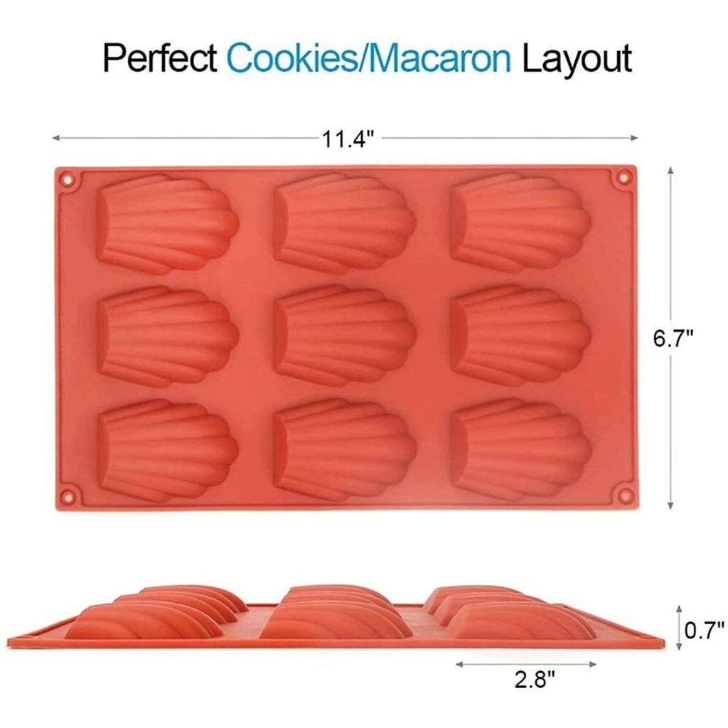 2 Pack Silicone Cake Mold, 9 Compartment Baking Pan, Red Non-Stick Pastry Molds