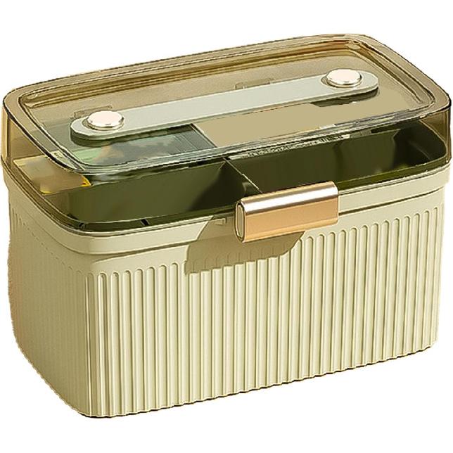 Zerodis Household Box,Portable Transparent Plastic Double Layer Medical Container First Aid Case Medical Case Family Box Organizer with Security Lock
