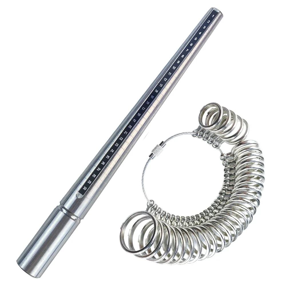 Metal HK/US/JP/UK/EU Ring Sizer Mandrel Rings Size Measure Tool Finger Gauge Kit Jewellery Sizing Tools for Men Women Steel