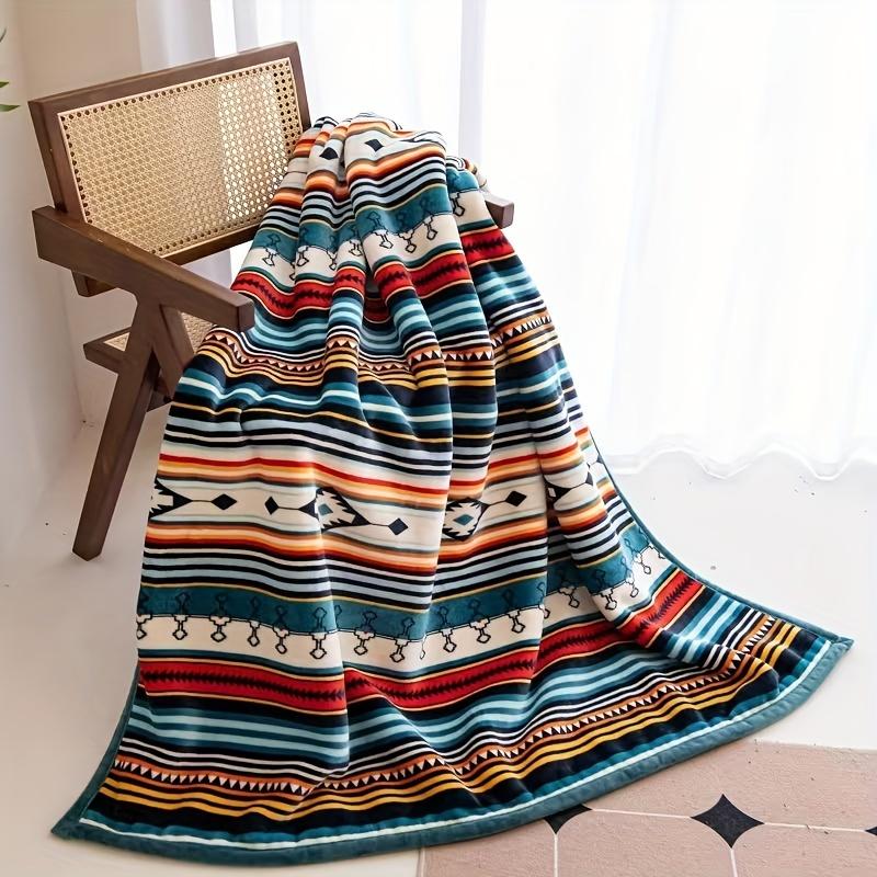 

1pc Autumn Boho Tribal Pattern Blanket Ethnic Home Decor Ideal Festival Gift Small Present for Boho Lovers 75x100cm