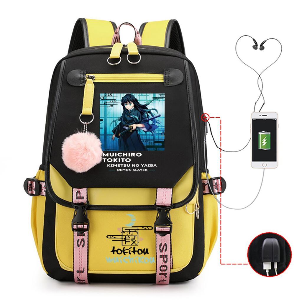 New Animation Schoolbag Children's Contrasting Colors Neutral Printed Primary and Secondary School Students Leisure Backpack with USB Port