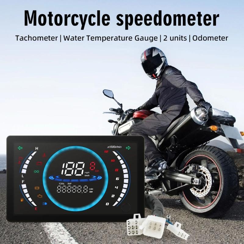 Waterproof Motorcycle Dashboard Odometer Speed Cluster Tachometer with Large LCD Digital Screen Fit for 150 CM150 Riders