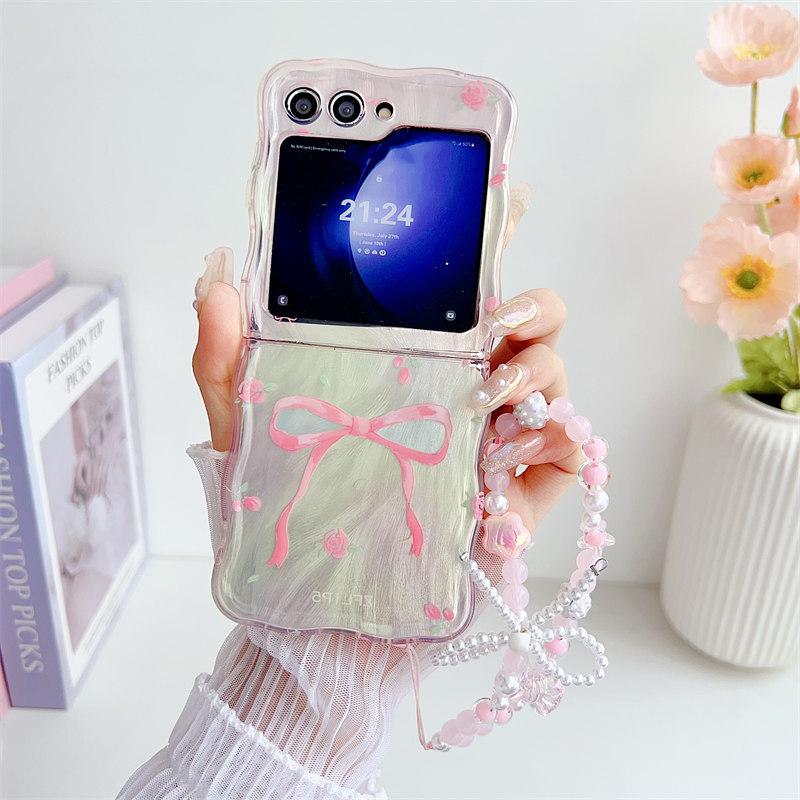 

Складной чехол для телефона Samsung, акриловый чехол для телефона Girl Powder Butterfly, браслет для Samsung Z Flip5 Z Flip4 Z Flip3, новый универсальный чехол для девочек Samsung Z Flip 5