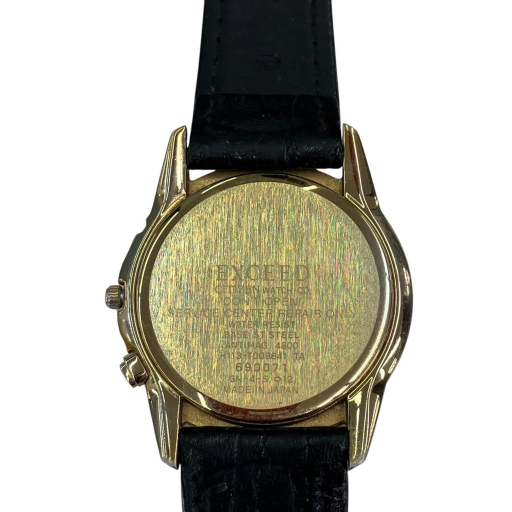 Used 186001 As-is CITIZEN Exceed Eco-Drive H113-T009841 Gold/Black Men's