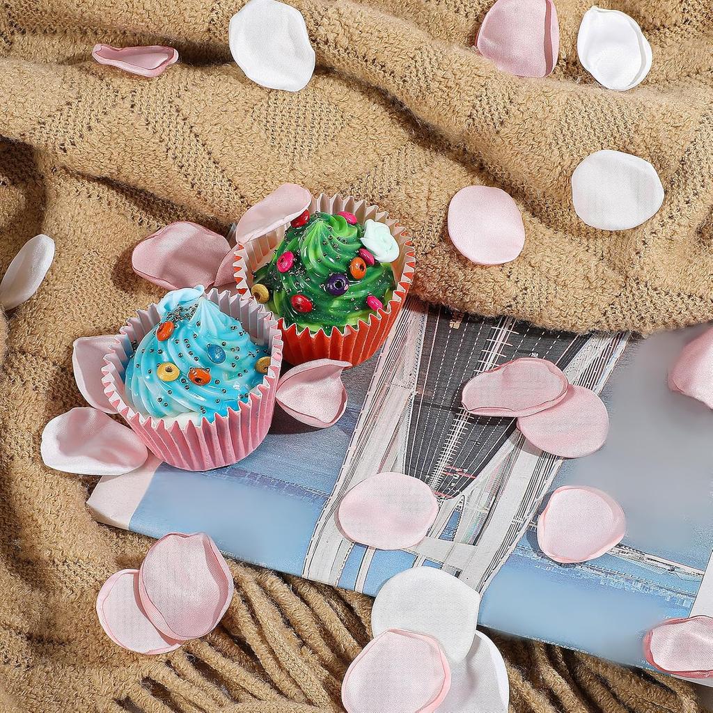 200pcs Flower Petals for Flower Girl,Rose Petals for Wedding,Silk Pink Rose Petals and White Flower Petals for Wedding Bridal Shower Decor Aisle