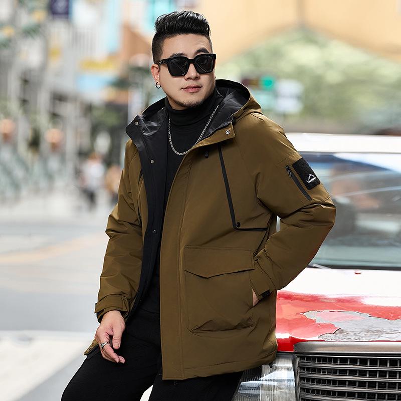 Men's Plus Size Mid-Length Hooded Cotton Jacket - Winter Fashion Brand 808