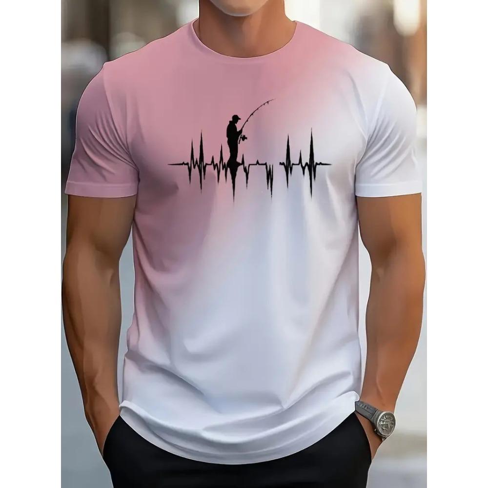Men s sports gradual change color T-shirt 3D digital printing short-sleeved casual top wholesale breathable high quality S