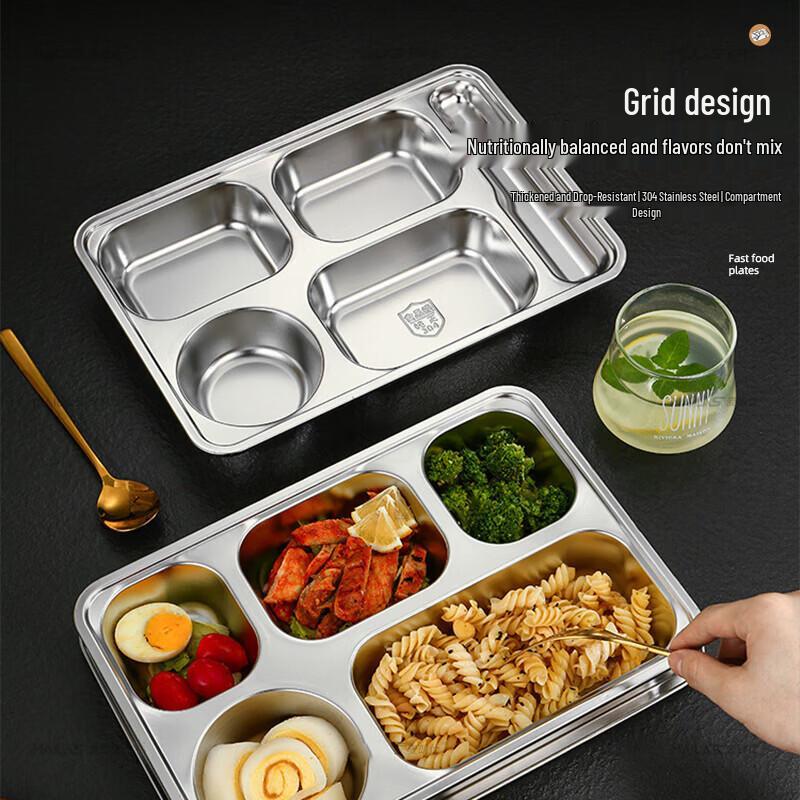 304 Stainless Steel Multi-Compartment Lunch Tray
