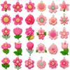 30-Piece Set: Pink Resin Sunflower & Rose Flower Pendants for DIY Jewelry