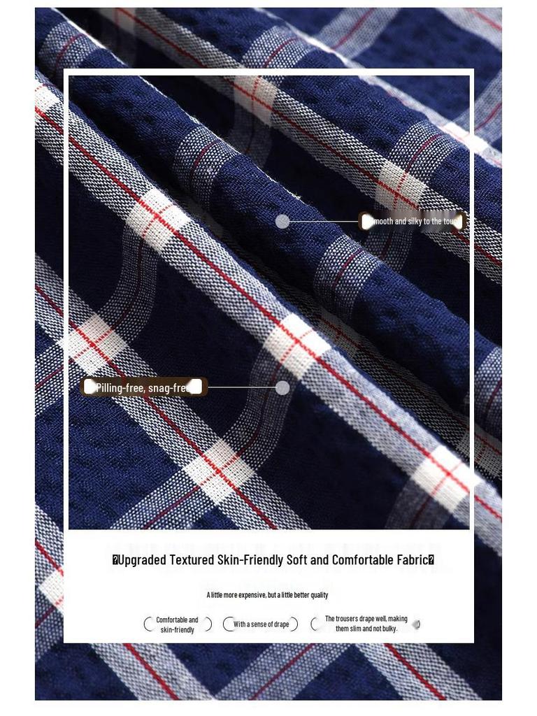 Zhao Lusi Style Women's Blue Plaid Wide-Leg Pants - 145 Petite, Early Autumn, Elegant Casual Straight-Leg