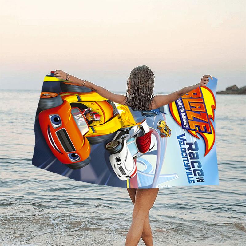 1 Stück Blaze und die Monster-Maschinen (4) Strandtuch, Strand- und Meeresufer-Schwimmbadausstattung, Modisches Muster, Rechteckig, Reiseutensilien
