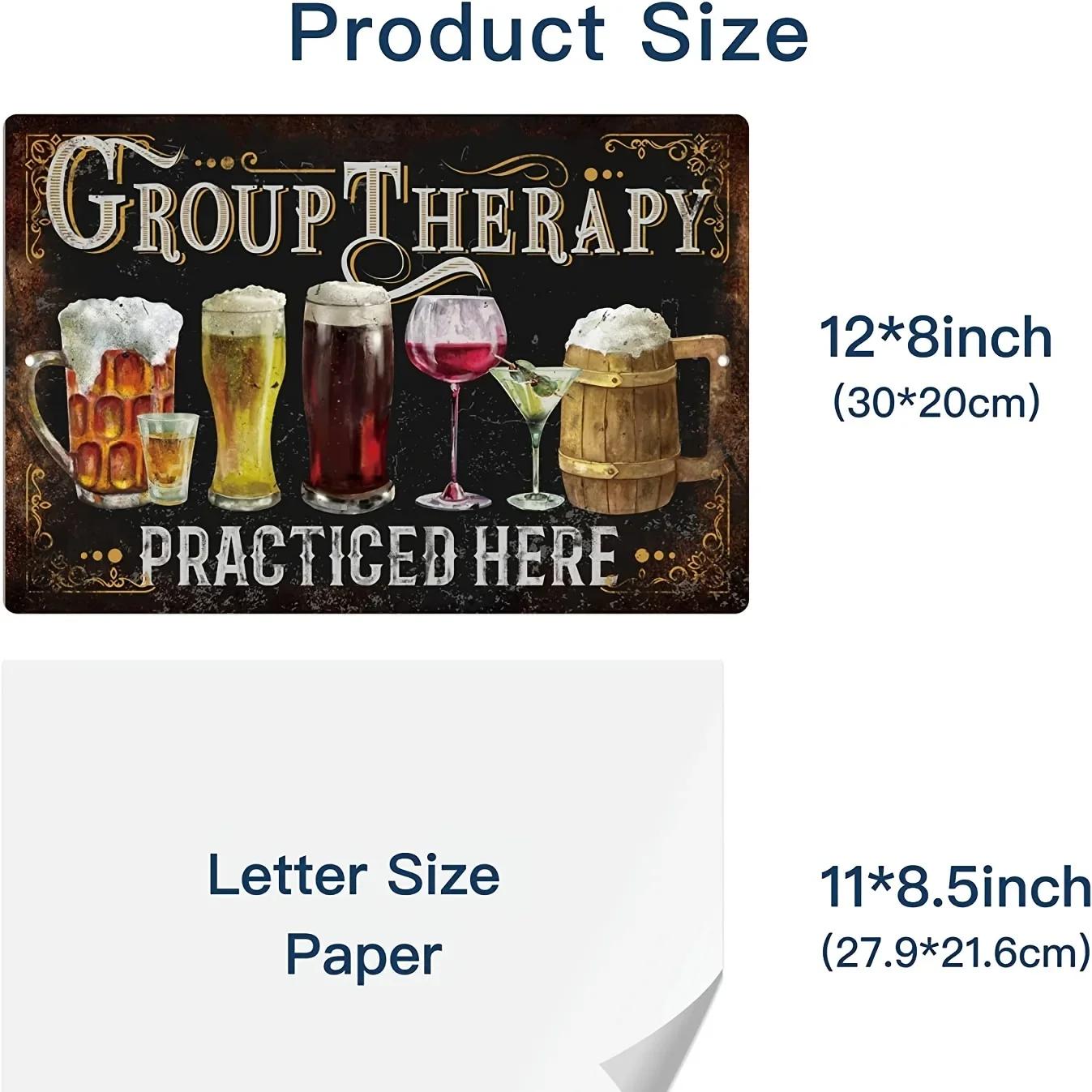 

Vintage Funny Group Therapy Metal Sign for Man Cave Bar Decor x Inches Tin Sign 20x30cm（7.8x11.8inch）