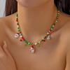 Christmas Necklaces for Women Girls Handmade Rice Beads X'mas Tree Santa Claus Snowman Gift Necklace Pendant New Year Jewelry