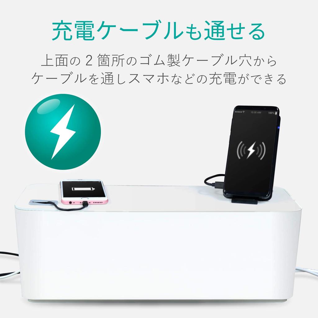 ELECOM Kabelspeicherbox mit 6 Steckdosenleiste, weiße Steckdosen, EKC-BOX001WH