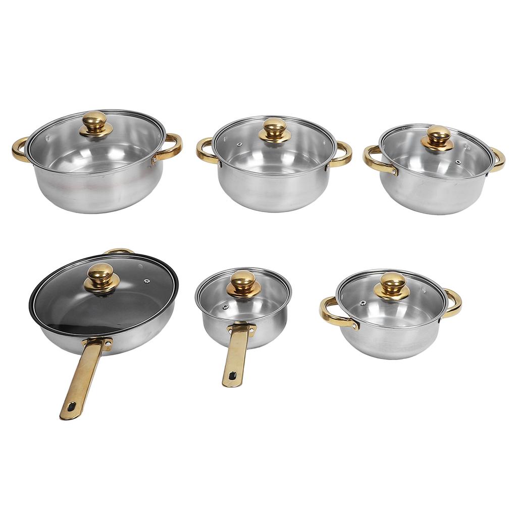 Cookware Set Stainless Steel Rustproof Stick Proof Safe Pan Pot Set for Home Kitchen Restaurant