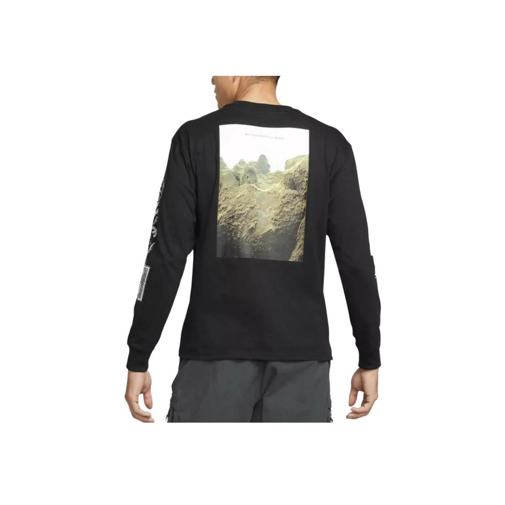 Nike Landscape Print Crewneck Long Sleeve Sweatshirt Men Sweatshirt Black DJ5802-010